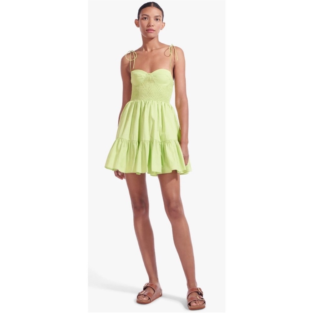 Staud MINI LANDRY DRESS in lime green large